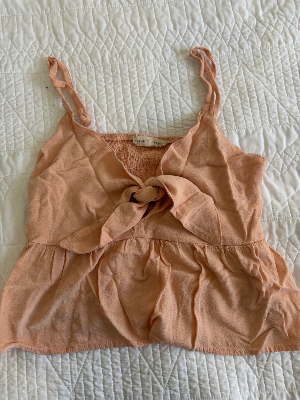 La Hearts Peach Tie-Front Peplum Camisole